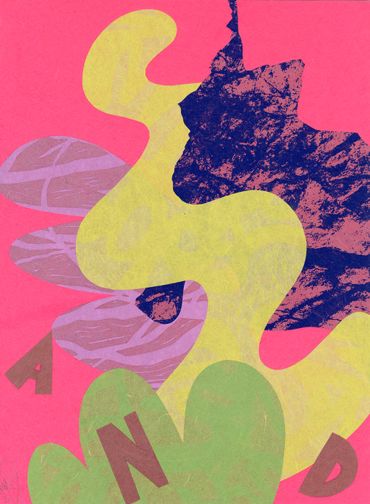 Abstract collage with textures by Favianna Rodriguez
