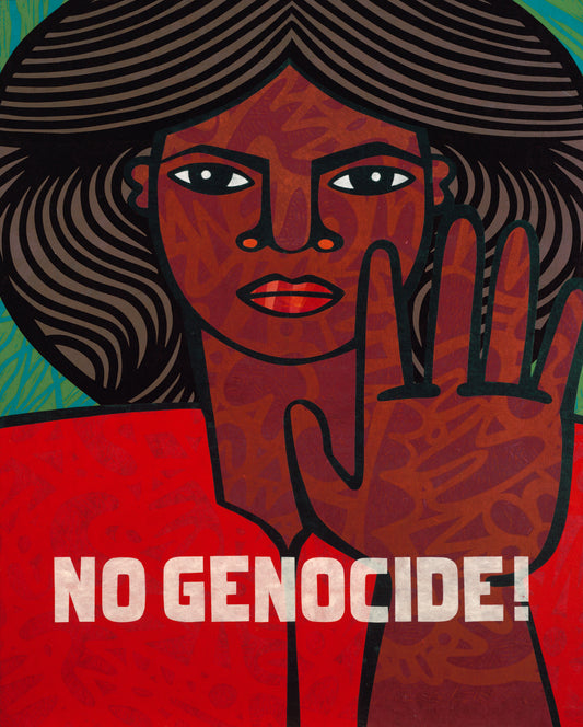 No Genocide II Wood Panel