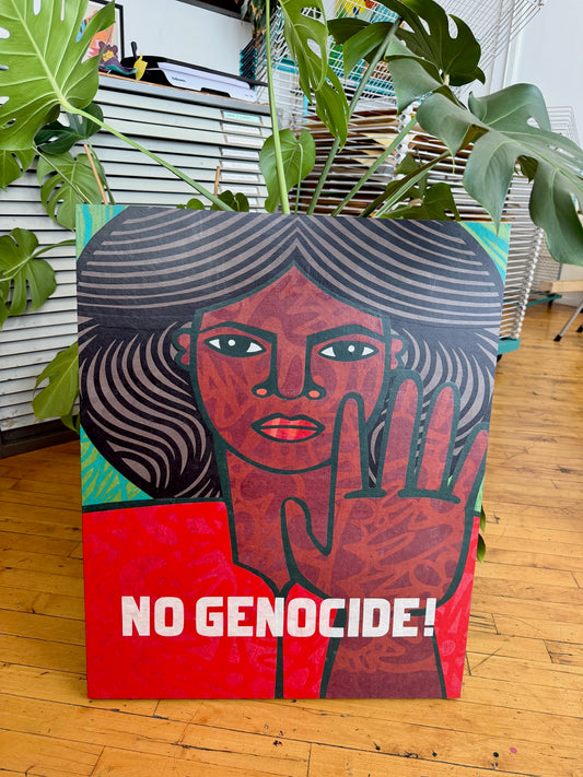 No Genocide II Wood Panel